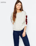Strip Sleeve Fleece Cropped Fashion Sweatshirt