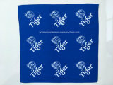 China Factory OEM Produce Customized White Logo Two Sides Printed Cotton Blue Bandanna