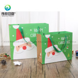 Custom Logo Printed Santa Claus Decorative Fancy Christmas Gift Packaging Paper Bag with Handle