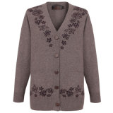 Gn1739 Yak and Wool Blended Thick V Neck Cardigan for Women