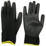 13G Polyester Liner Black PU Coated Glove