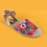 Flower Printing Causal Red Summer Espadrille Sandals Flat