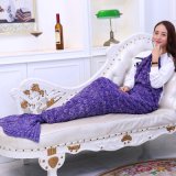 Knitted Handmade Crochet Mermaid Tail Blanket Throw Bed Sofa Wrap Sleeping Bag