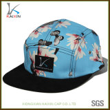 Fashion Flat Brim Custom 5 Panel Leather Snapback Cap Hat