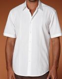 Elegant Guayabera Men White Shirt Shm-05 Free Size