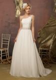 Chiffon a-Line White Beaded Waist Wedding Dresses (WMA014)