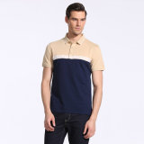 Short Sleeve Latest Shirts for Men Pictures Polo Collar 100% Cotton Polo Shirt with Printed Yoke