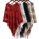 Womens Soft Knit Cashmere Like Wrap Fashion Tassel Edge Sweater Poncho Shawl (SP601)