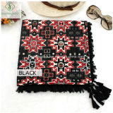 Lady Fashion Square Scarf with Tassel National Style Shawl Printed Wholesale