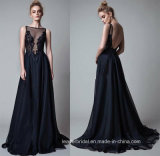 Lace Pageant Party Gown Black Chiffon Prom Evening Dress L20165