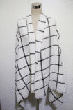 Women Fashion Checked Pattern Acrylic Knitted Fringe Shawl (YKY4534)