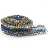Element Rhinestone Trimming Hot Fix Beads Mesh Rhinestone Silk Chain for Garment Accessories (TP-15mm Silk Blue)