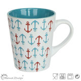 12oz V Shape Glaze with Silk Screen Coffee Mug