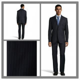 OEM Factory Price Customized Two Button Notch Lapel Men's Black Striped Suit