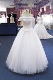 off Shoulder Flower Lace Ballgown Bridal Wedding Dress (Q90369)