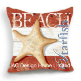 Decoration Square Beach Shell Design Decor Fabric Cushion W/Filling