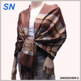 Woman's Fashion Jacquard Knit Satin Paisley Shawl Wrap Scarf