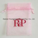 Promotional Custom Printed Pink Jewellery Gift Pouch Organza Jewelry Bag