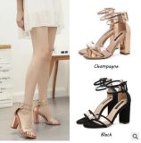 Wholesale Transparent Glass Plastic Rough with High-Heeled Roman Sandals