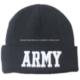 Factory Produce Logo Embroidered Black Winter Acrylic Cuff Hat