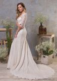 Amelie Rocky 3/4 Sleeve Low Back Wedding Dress with Corset Train