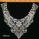 38*38cm Lace Collar, White Tulle in Gold Thread Collar Lace Applique for Fashion and Couture Designs Hme910