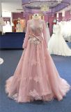 Long Sleeve Pink Bridal Prom Party Evening Dress Gowns
