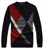 Men's Cotton Round Neck Sweater with Lattice Pattern (712)