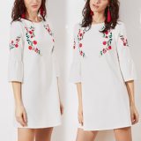 Fashion Women Leisure Casual Flower Embroidery T-Shirt Dress