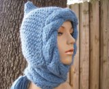 Made to Order Hand Knitted Hooded Scarf Shawl Made in China