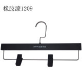 Flat Hook Rubberized Pants Hanger with Clips