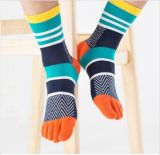 Bright Vivid Color Stripes Five Toe Sock