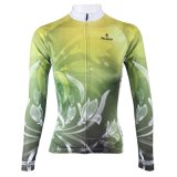 Flowers Green Outdoors Women's Long Sleeve Shirt Cycling Jerseys Collared Full-Zip