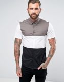 Men's Slim Fit Horizontal Cut and Sew Shirt