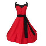 Celeb Halter Women Red Evening Rockabilly Dresses with Belt