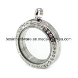 20mm Crystal Stainless Steel Floating Locket Charm
