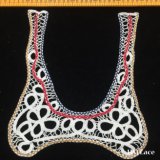 24*29cm Dyed Wholesale Latest Neck Crochet Vintage Collar Lace Popular Water Soluble Embroidery Blouse Neckline Lace Collar with Mesh and Gather Fringe Hm2017