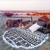 Outdoor Travel Custom Folding Soft Cotton Tablecloth Round Beach Picnic Blanket