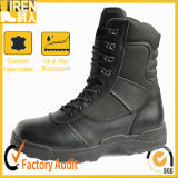 Hot Style High Quality Black Leather Military Combat Boot with Rubber Sole
