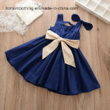 Sleeveless Girls' Dress Children Clothes with Big Bow on One Shoulder