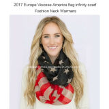 2017 Lady Fashion Infinity Scarf with America Flag Printed Neck Warmer