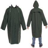 Man's Waterproof Long Raincoat PVC Coating with Removable Hood