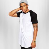 Super Longline T-Shirt with Contrast Raglan Sleeves and Scooped Hem