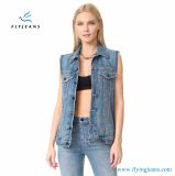 Oversized Denim Vest by Faded Denim Raw Arm Openings for Women and Ladies