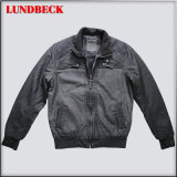 Garment Dyeing Men's PU Jacket with Fashion Style