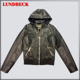 New Arrived Women PU Black Jacket for Outerwear