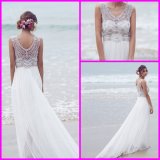 Beach Chiffon Bridal Dress Jewelry Beads Anne Empire Wedding Dresses Z2056