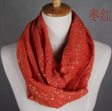 Woman Fashion Gold Stamping Cotton Voile Infinity Scarf (YKY1089-10)