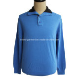Men Knitted Shawl Neck Long Sleeve Pullover Sweater with Buttons (M15-050)