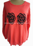Women Fashion Knitted Round Neck Long Sleeve Sweater Clothes (16-054)
